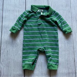 Chaps Green Striped Long Sleeve Romper Size 3 months